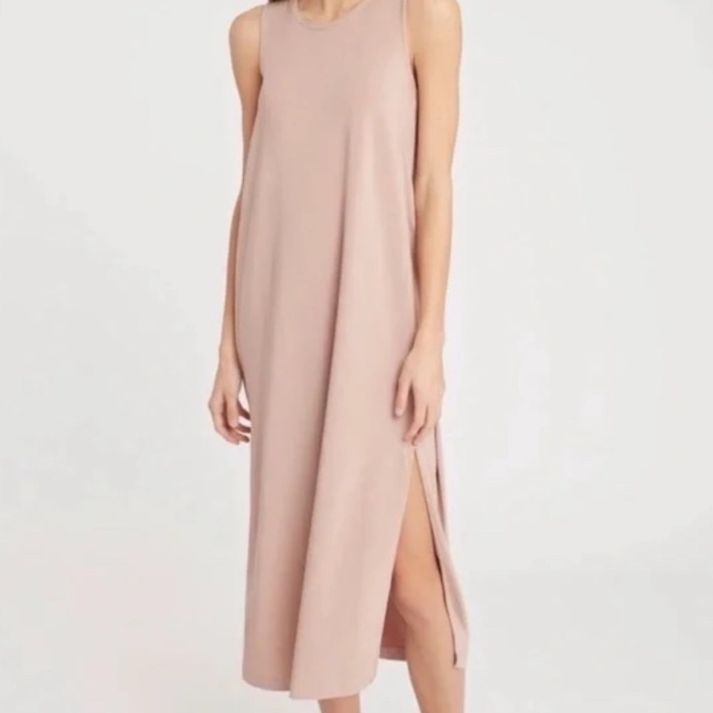 Cuyana Drape Back Pima Cotton-blend Dress in “Quartz”, Size Large